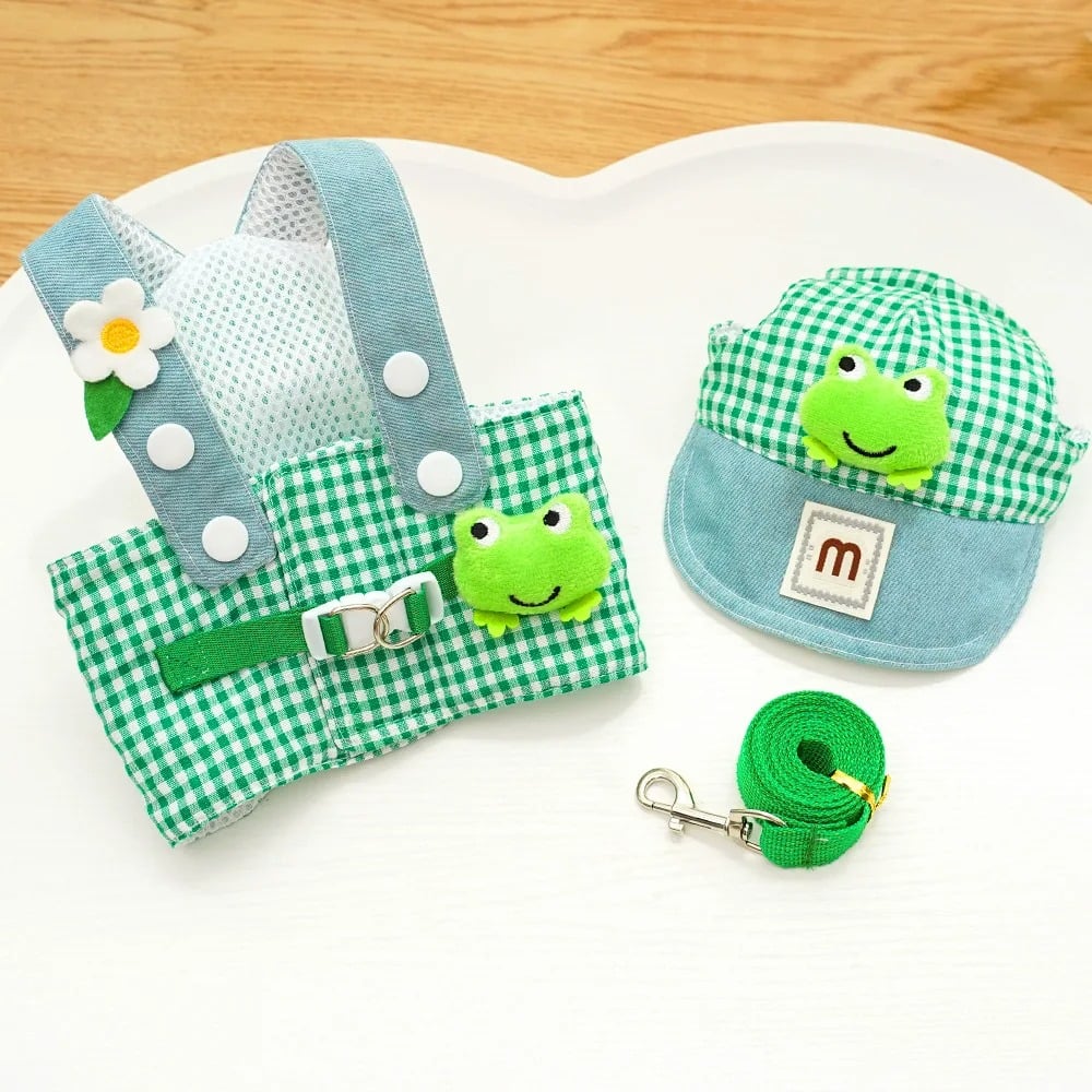 Cute Pet Outfit Set β 3-in-1 Harness, Leash & Cap